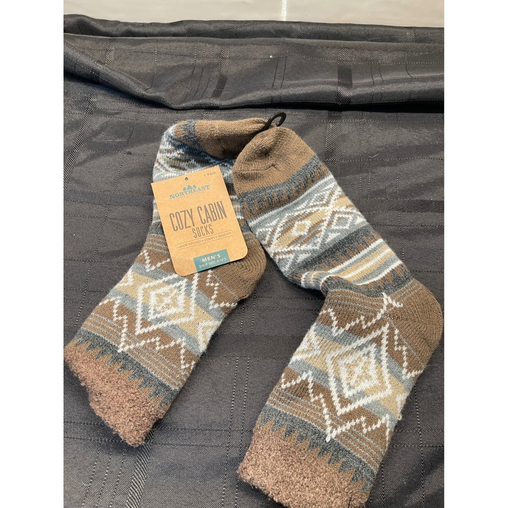 Northeast Cozy Cabin Socks Fair‎ Isle Pattern Mens Shoe Size 8-12.5
